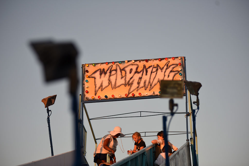 Kids wait to go down a slide called the "Wildthing"